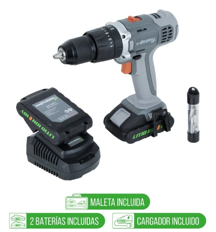 TALADRO INALAMBRICO 13mm 18v 2BAT