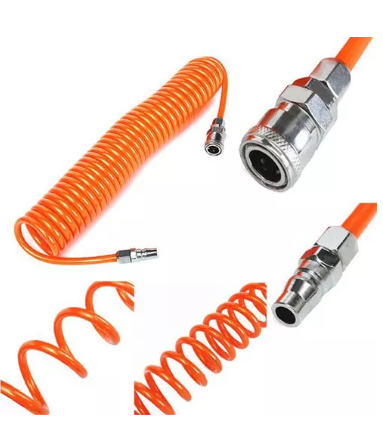 Manguera Para Aire Compresor Espiral 15mts Con Acoples Color Naranja - Imagen 2